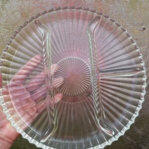 Vintage Clear Glass Divided Serving Platter